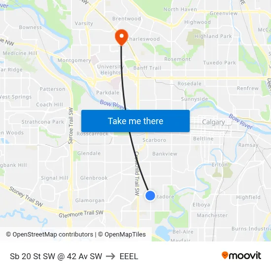 Sb 20 St SW @ 42 Av SW to EEEL map