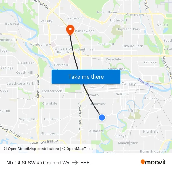 Nb 14 St SW @ Council Wy to EEEL map