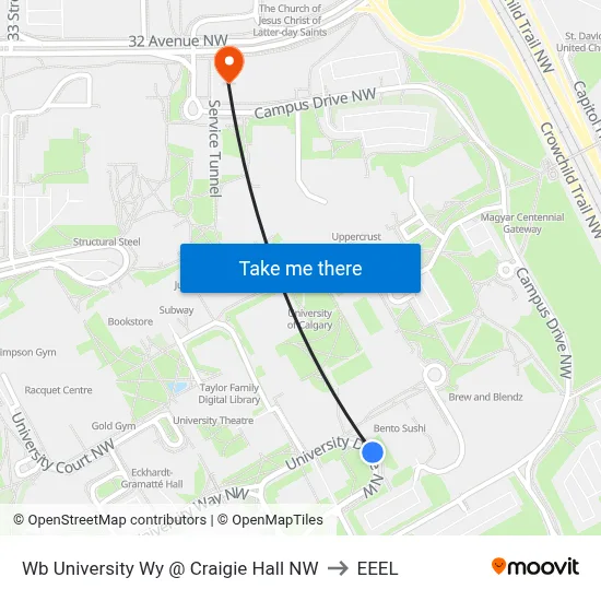Wb University Wy @ Craigie Hall NW to EEEL map