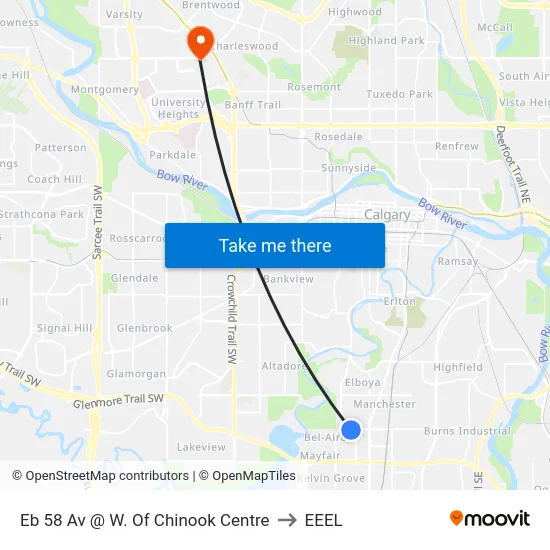 Eb 58 Av @ W. Of Chinook Centre to EEEL map