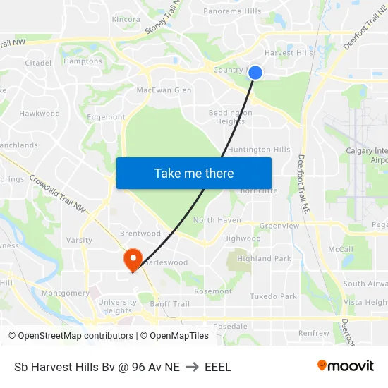 Sb Harvest Hills Bv @ 96 Av NE to EEEL map