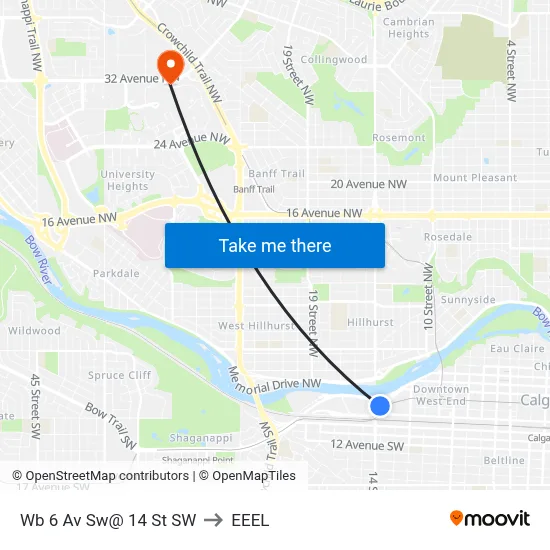 Wb 6 Av Sw@ 14 St SW to EEEL map