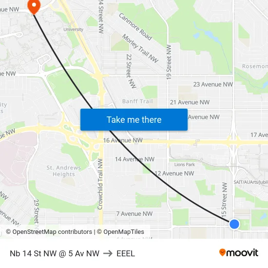 Nb 14 St NW @ 5 Av NW to EEEL map
