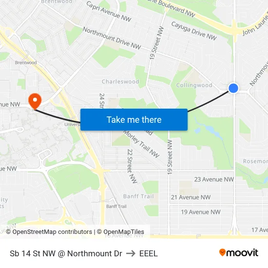 Sb 14 St NW @ Northmount Dr to EEEL map