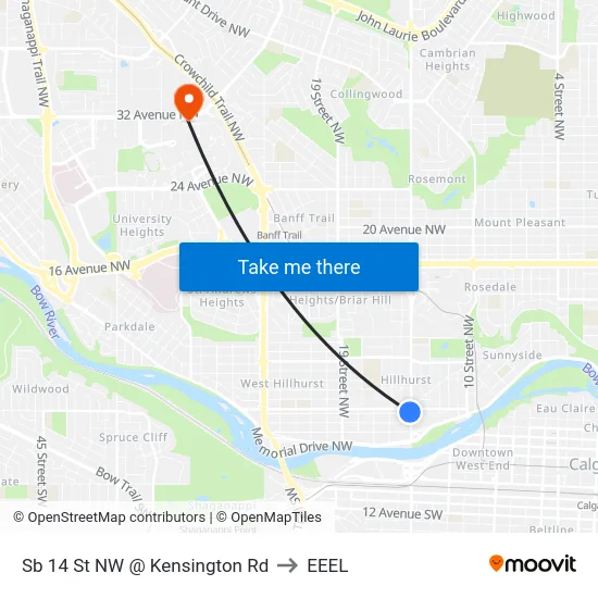 Sb 14 St NW @ Kensington Rd to EEEL map