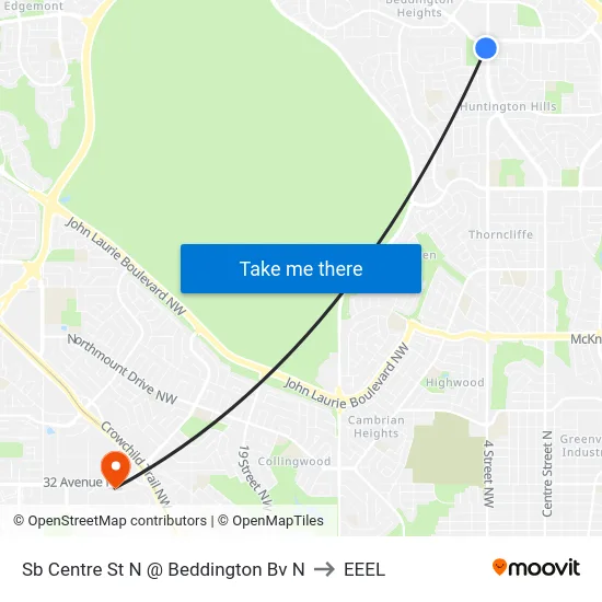 Sb Centre St N @ Beddington Bv N to EEEL map