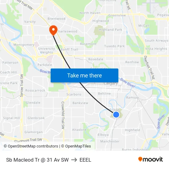 Sb Macleod Tr @ 31 Av SW to EEEL map