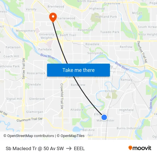 Sb Macleod Tr @ 50 Av SW to EEEL map