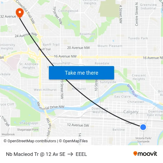 Nb Macleod Tr @ 12 Av SE to EEEL map