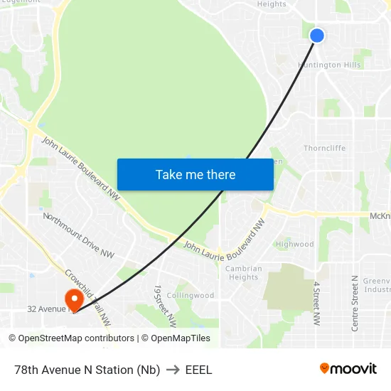 78th Avenue N Station (Nb) to EEEL map