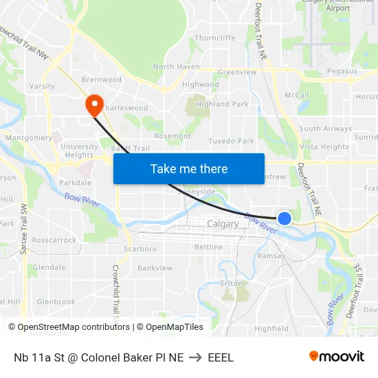 Nb 11a St @ Colonel Baker Pl NE to EEEL map