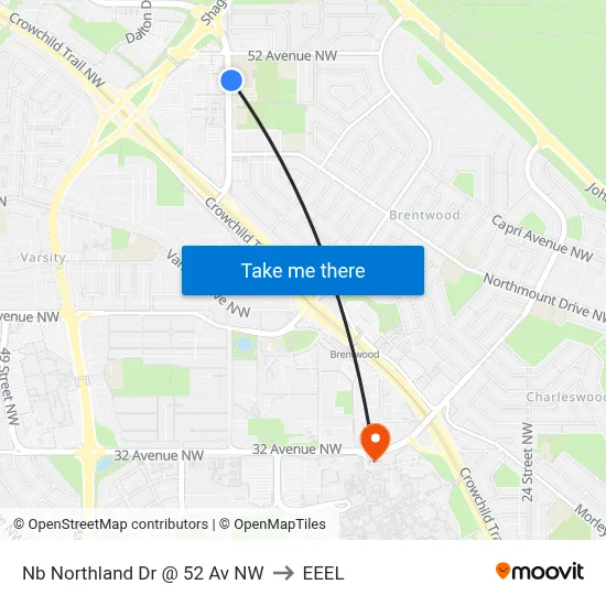 Nb Northland Dr @ 52 Av NW to EEEL map
