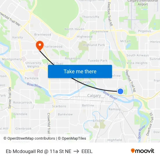 Eb Mcdougall Rd @ 11a St NE to EEEL map