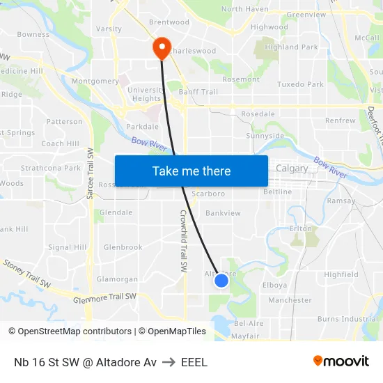 Nb 16 St SW @ Altadore Av to EEEL map