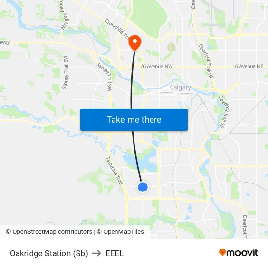 Oakridge Station (Sb) to EEEL map