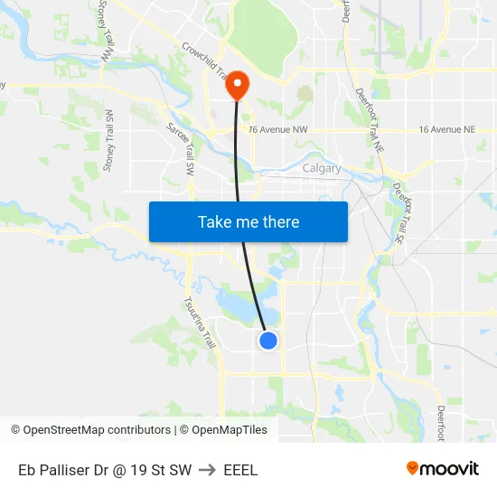 Eb Palliser Dr @ 19 St SW to EEEL map
