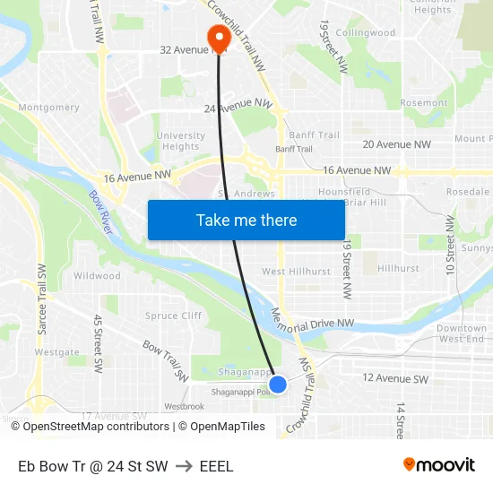 Eb Bow Tr @ 24 St SW to EEEL map