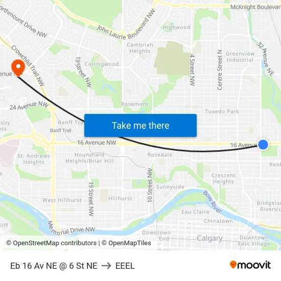 Eb 16 Av NE @ 6 St NE to EEEL map