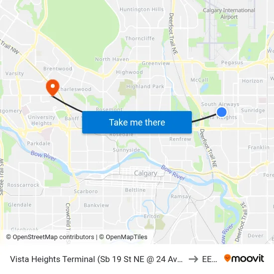 Vista Heights Terminal (Sb 19 St NE @ 24 Av Ne) to EEEL map