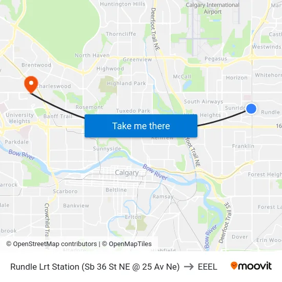 Rundle Lrt Station (Sb 36 St NE @ 25 Av Ne) to EEEL map