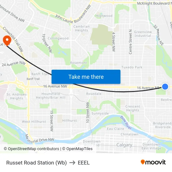 Russet Road Station (Wb) to EEEL map