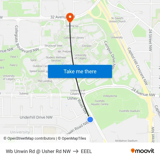 Wb Unwin Rd @ Usher Rd NW to EEEL map