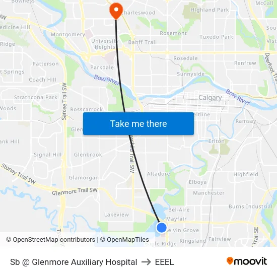 Sb @ Glenmore Auxiliary Hospital to EEEL map