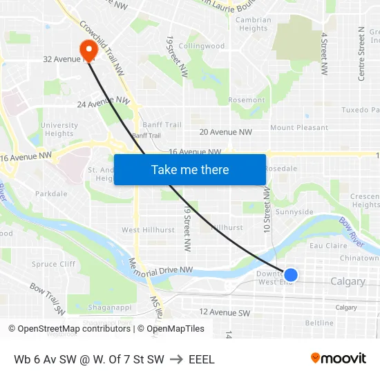 Wb 6 Av SW @ W. Of 7 St SW to EEEL map
