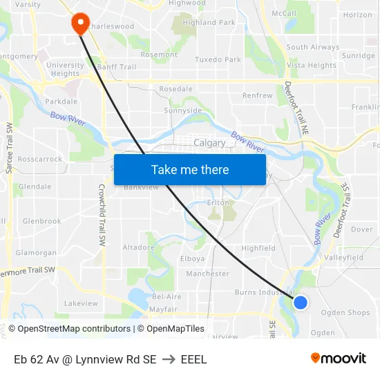 Eb 62 Av @ Lynnview Rd SE to EEEL map