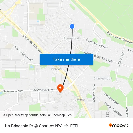 Nb Brisebois Dr @ Capri Av NW to EEEL map
