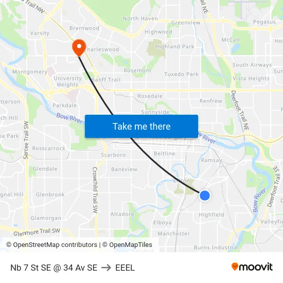 Nb 7 St SE @ 34 Av SE to EEEL map
