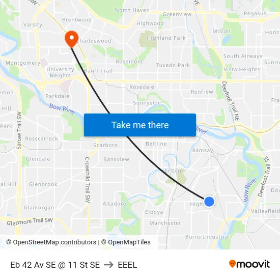 Eb 42 Av SE @ 11 St SE to EEEL map