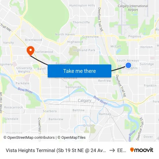 Vista Heights Terminal (Sb 19 St NE @ 24 Av Ne) to EEEL map