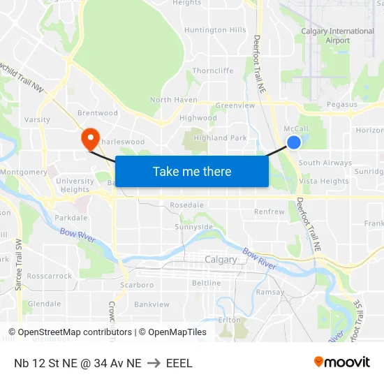 Nb 12 St NE @ 34 Av NE to EEEL map