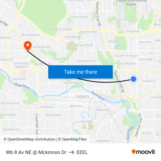 Wb 8 Av NE @ Mckinnon Dr to EEEL map