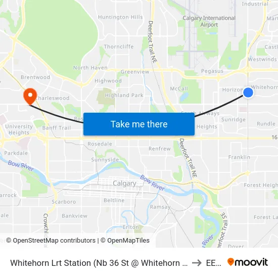 Whitehorn Lrt Station (Nb 36 St @ Whitehorn Dr Ne) to EEEL map