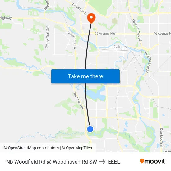 Nb Woodfield Rd @ Woodhaven Rd SW to EEEL map