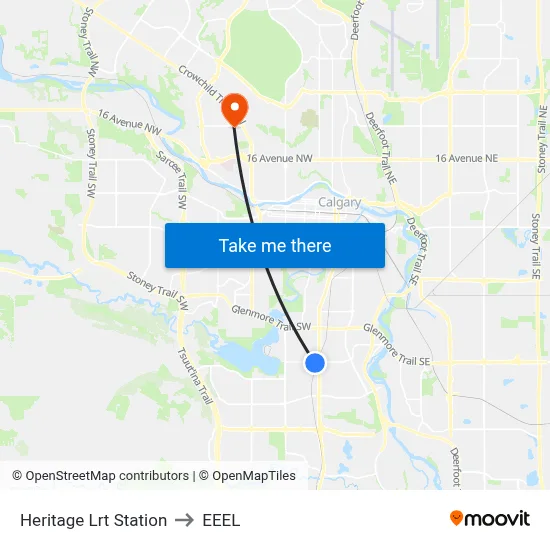 Heritage Lrt Station to EEEL map