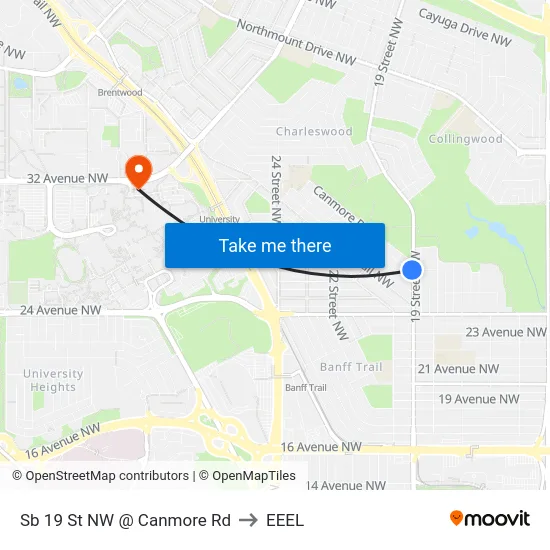 Sb 19 St NW @ Canmore Rd to EEEL map