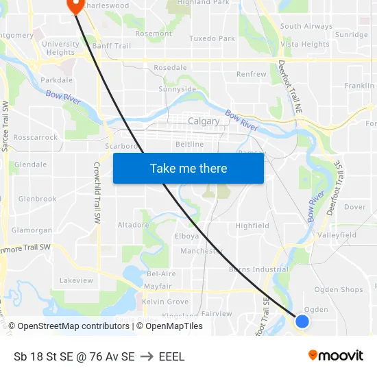 Sb 18 St SE @ 76 Av SE to EEEL map