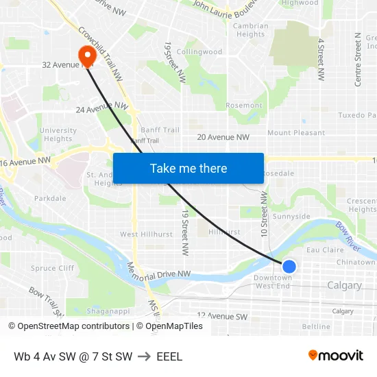 Wb 4 Av SW @ 7 St SW to EEEL map