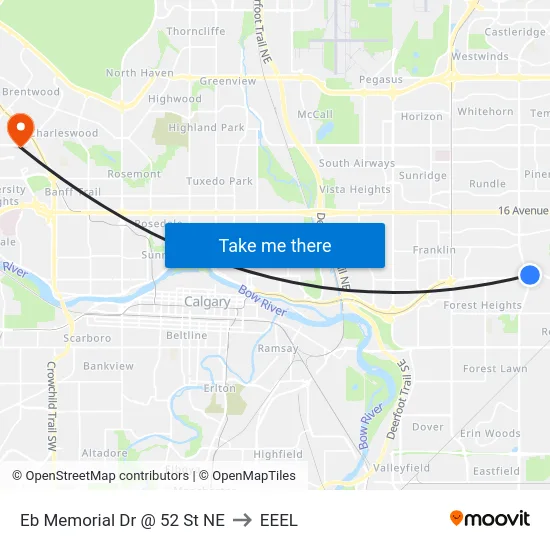 Eb Memorial Dr @ 52 St NE to EEEL map