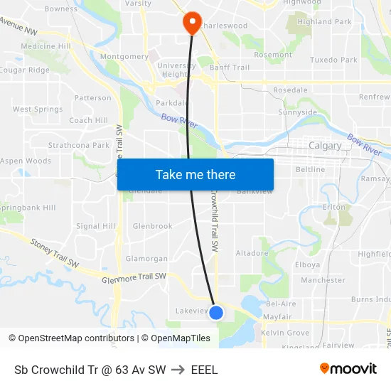 Sb Crowchild Tr @ 63 Av SW to EEEL map