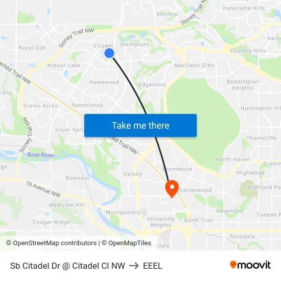 Sb Citadel Dr @ Citadel Cl NW to EEEL map