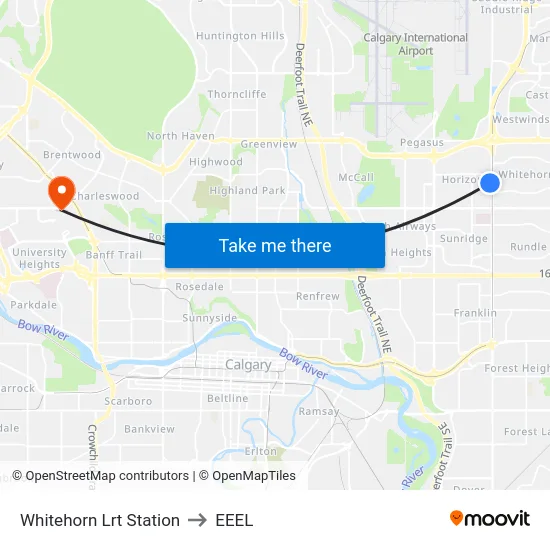 Whitehorn Lrt Station to EEEL map