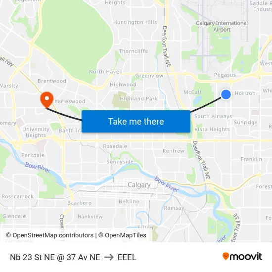 Nb 23 St NE @ 37 Av NE to EEEL map