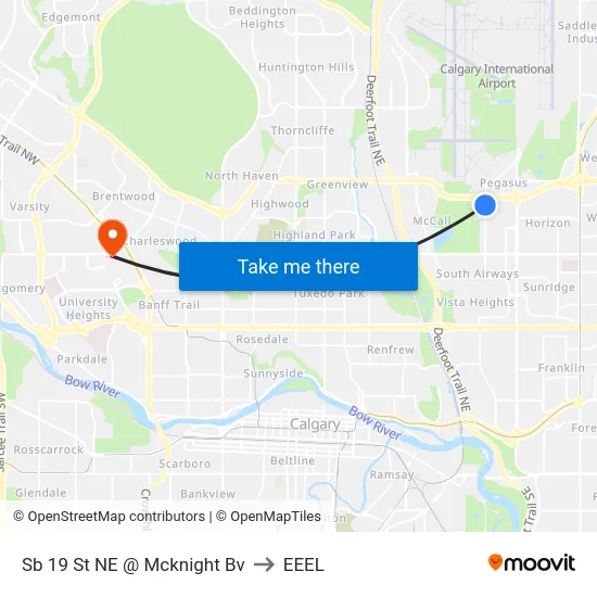 Sb 19 St NE @ Mcknight Bv to EEEL map