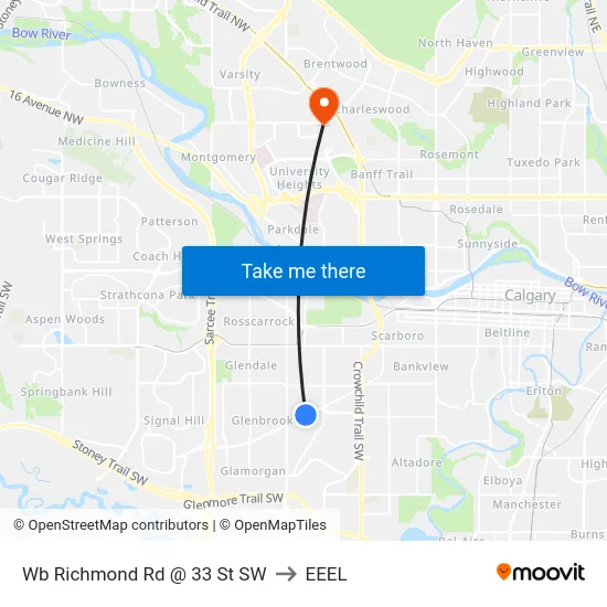 Wb Richmond Rd @ 33 St SW to EEEL map