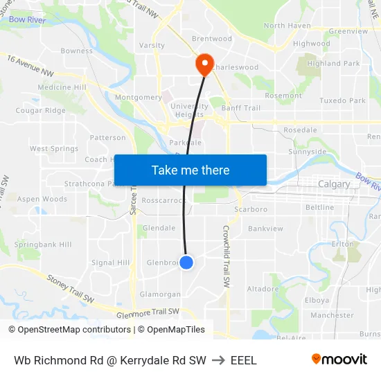 Wb Richmond Rd @ Kerrydale Rd SW to EEEL map