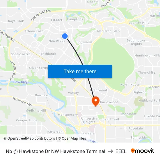 Nb @ Hawkstone Dr NW Hawkstone Terminal to EEEL map